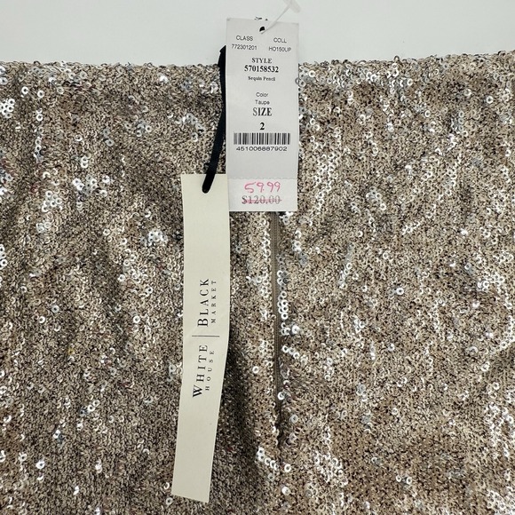 WHBM Women's Size 2 Gold Sequin Mini Skirt - Picture 6 of 9